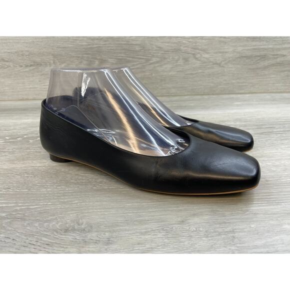 Everlane the 90's Women's US 8.5 Black Leather Slip-On Square Toe Ballet Flat - Picture 1 of 11